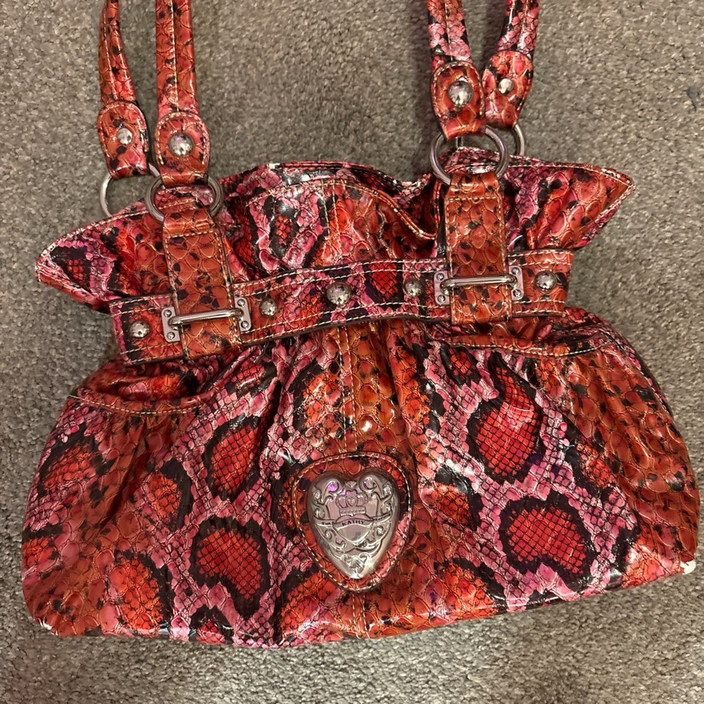 Red Snake Print Women's Bag